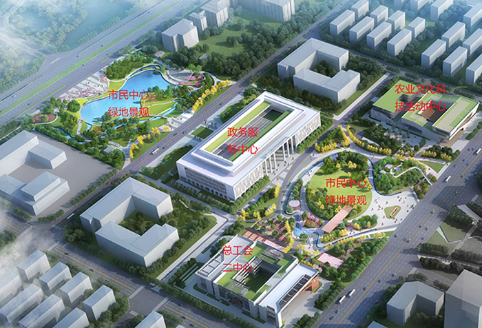 宜宾市便民服务中心、宜宾市总工会”二中心“、宜宾市市民中心绿地景观工程地下空间主体工程效果图.